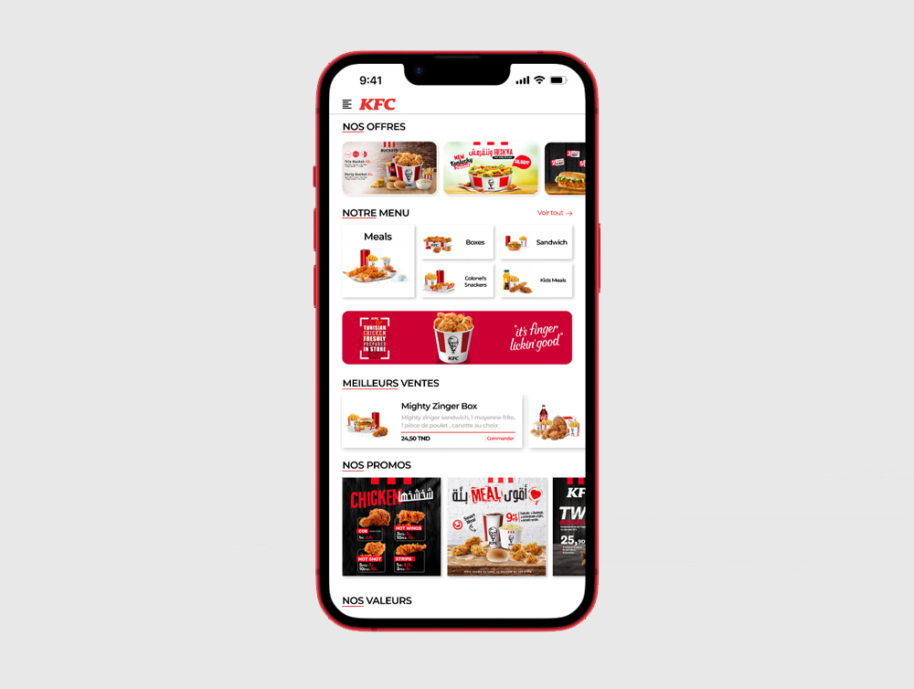 Application Mobile KFC Tunisie - iTrend